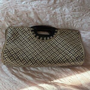 Woven Black and Tan Clutch Bag